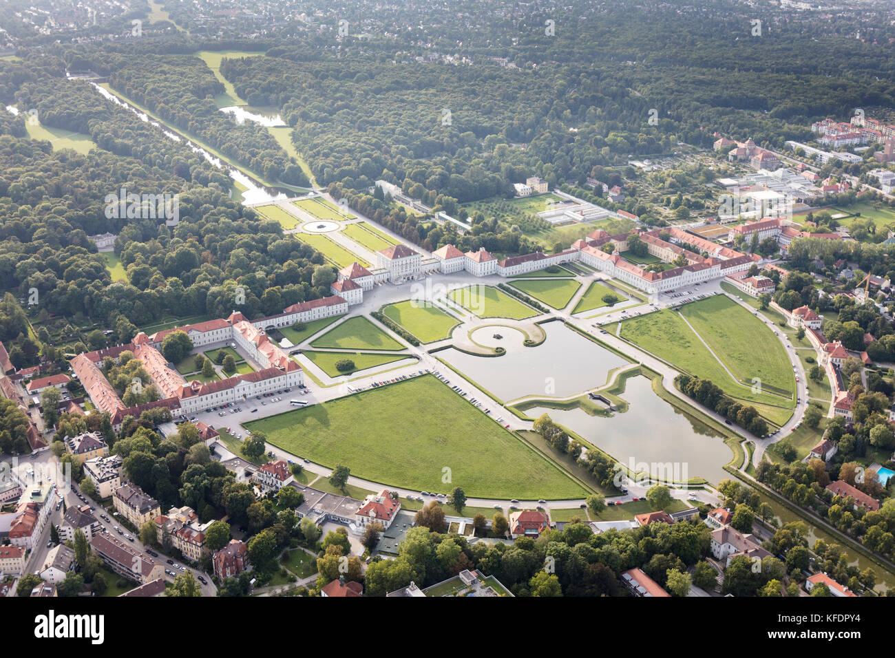 aerial view of Nymphenburg Palace (Schloss Nymphenburg), Munich, Bavaria, Germany Stock Photo