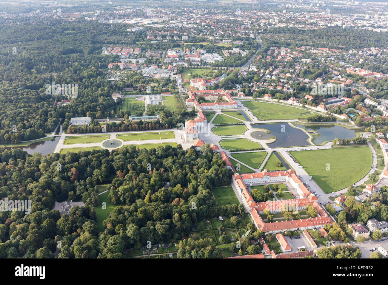 aerial view of Nymphenburg Palace (Schloss Nymphenburg), Munich, Bavaria, Germany Stock Photo