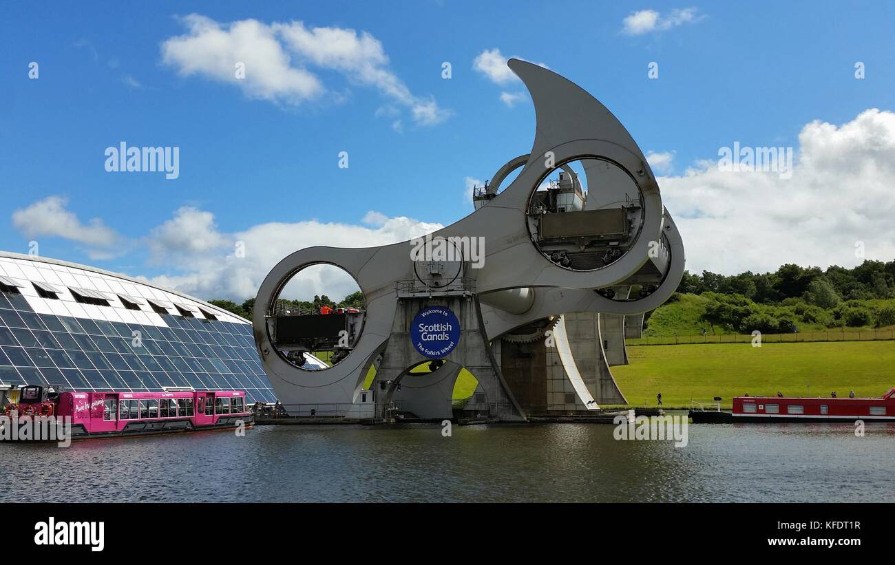 Falkirk Wheel largest rotating boat lift in the world Stock Photo