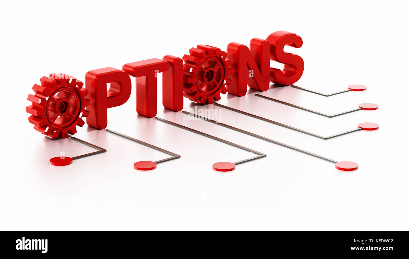 Gears forming letter o in options text. 3D illustration Stock Photo - Alamy