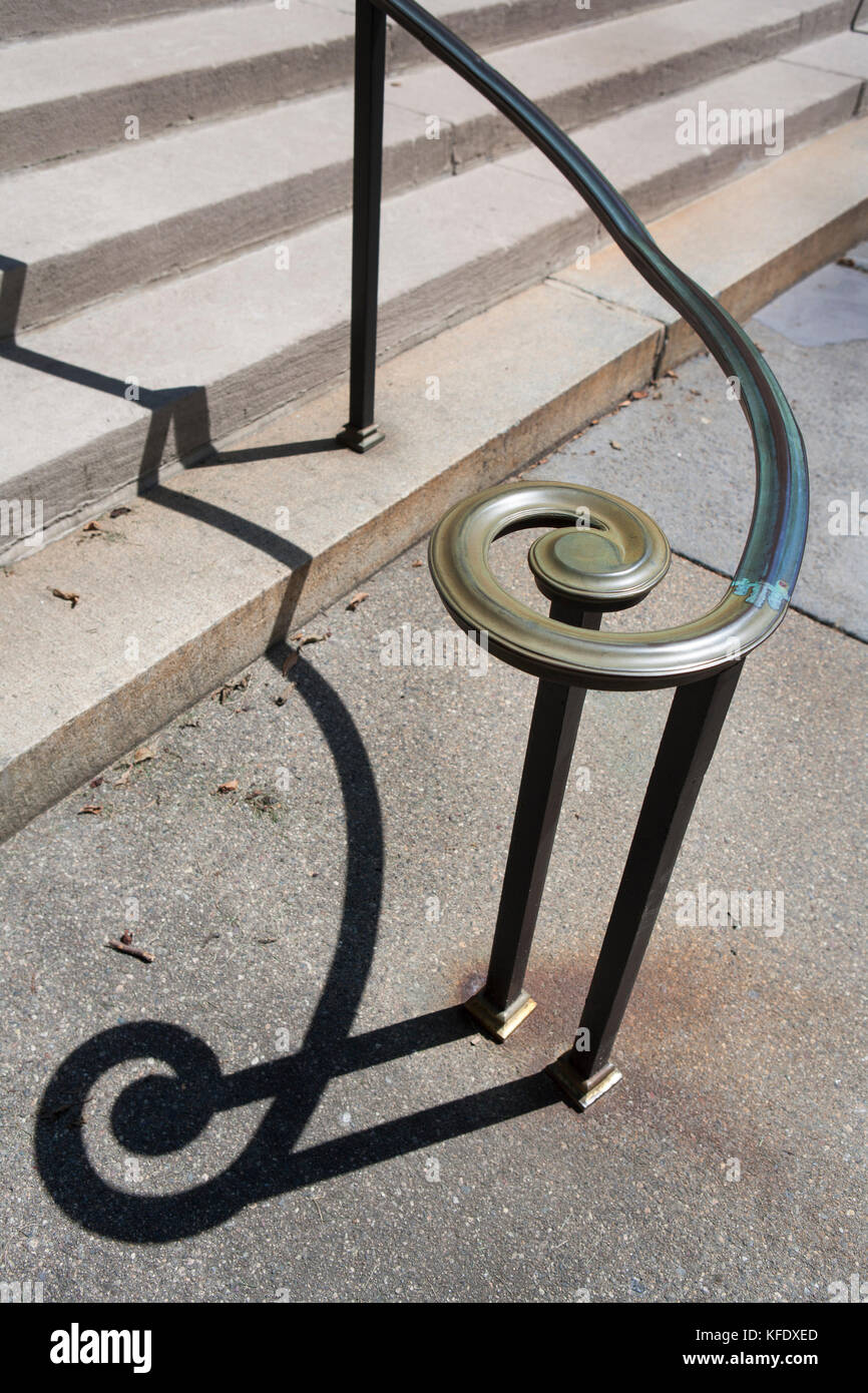 Handrail and Shadow, Sayles Hall, Brown University, Providence, Rhode Island, USA Stock Photo