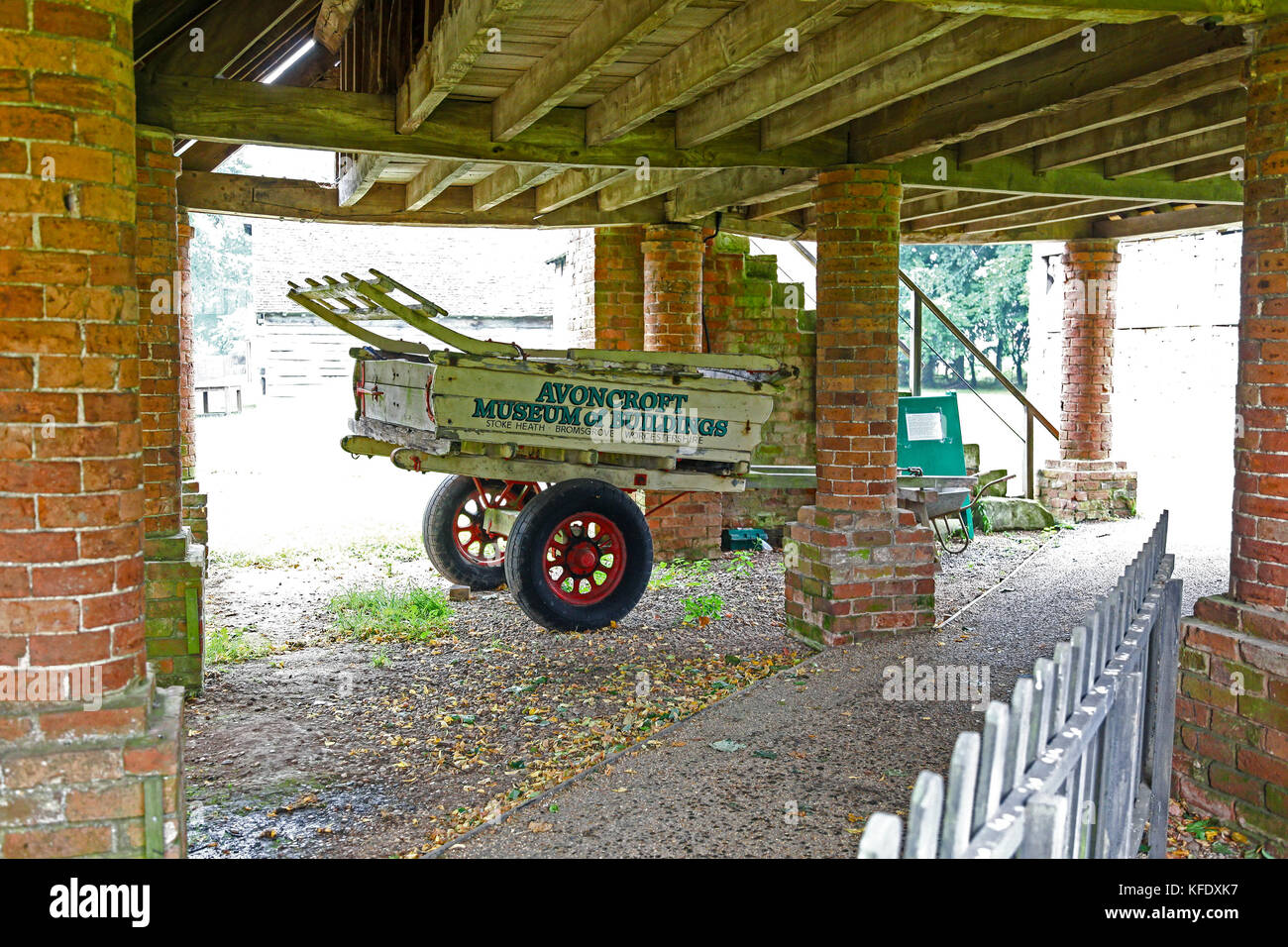 A farm cart at the relocated Temple Broughton granary at the Avoncroft