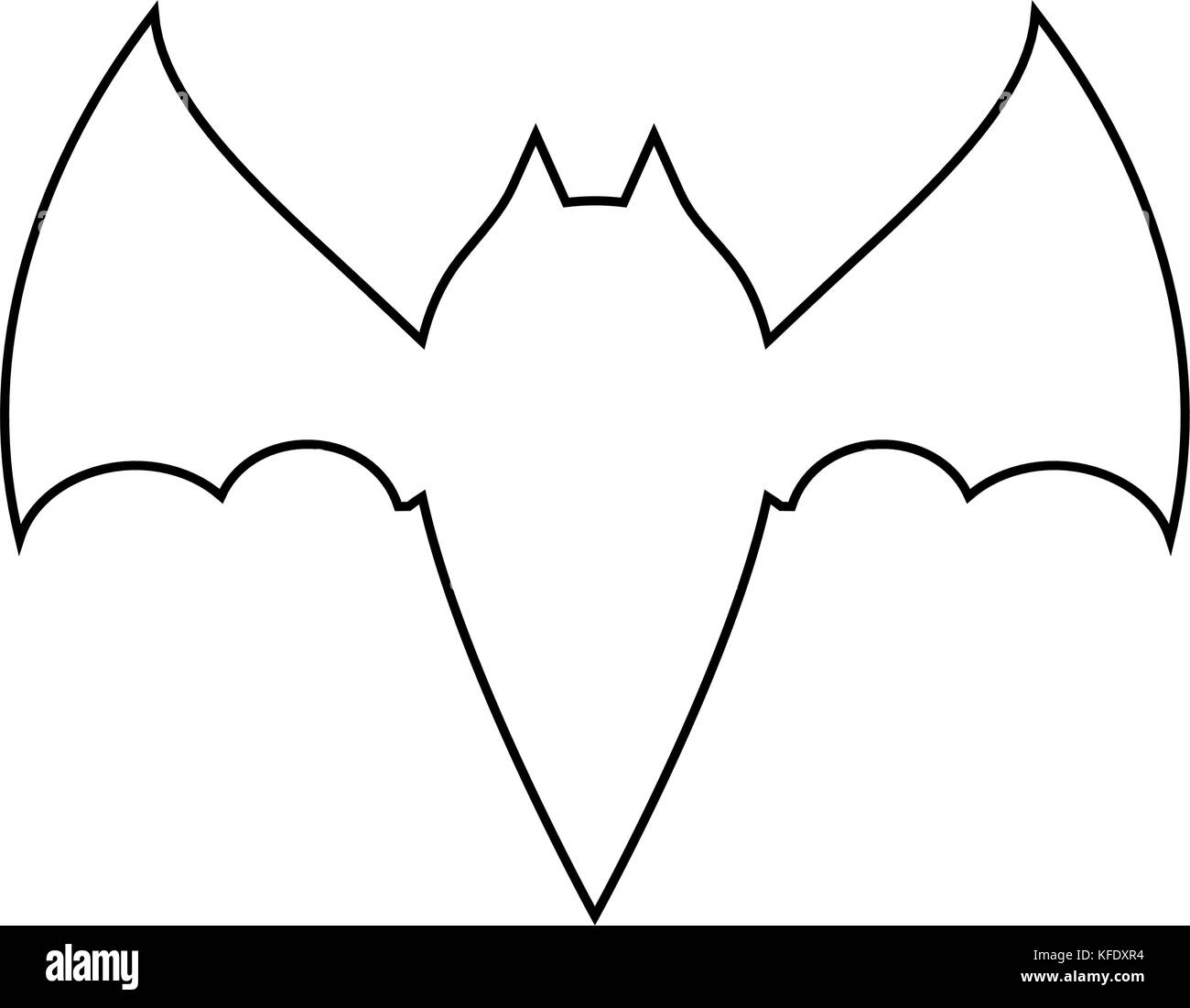 halloween bat outline vector  design isolated on white backgroud Stock Vector