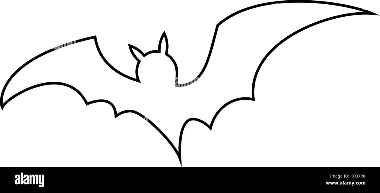 halloween bat outline vector  design isolated on white backgroud Stock Vector
