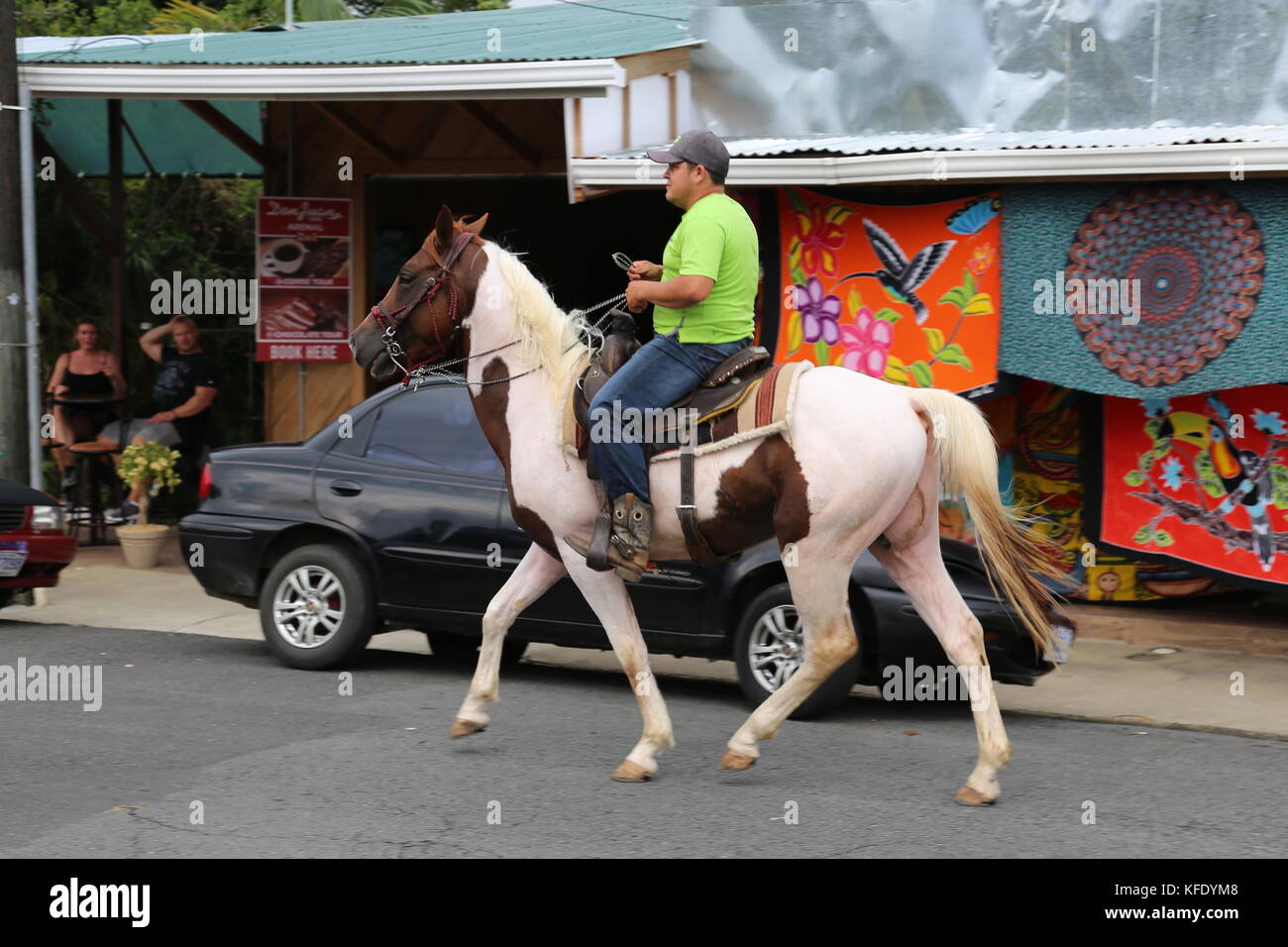 One horse town. Calle 468, La Fortuna, Alajuela province, Costa Rica, Central America Stock Photo