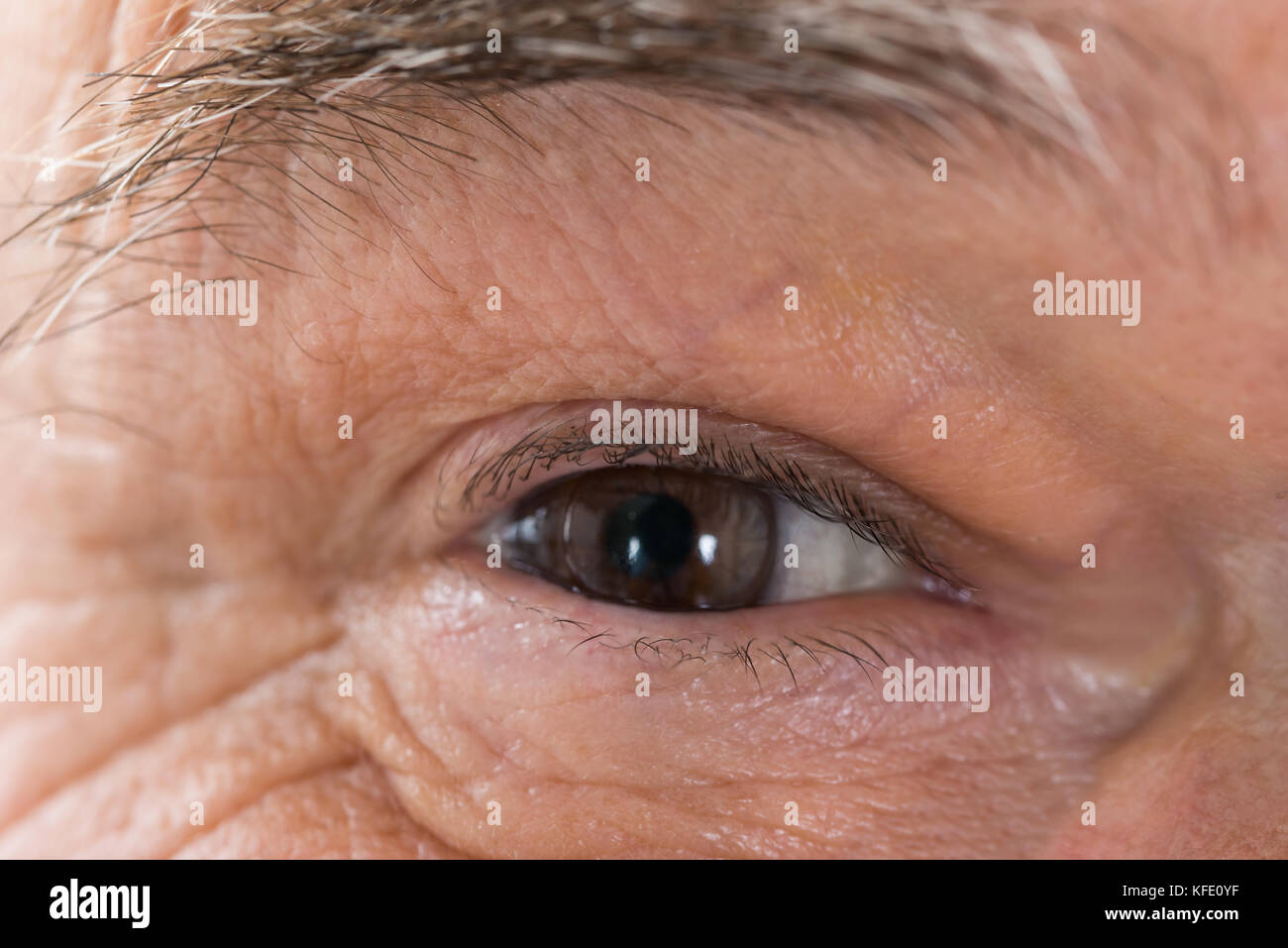 Close up Photo Of Senior Man's Eye Stock Photo