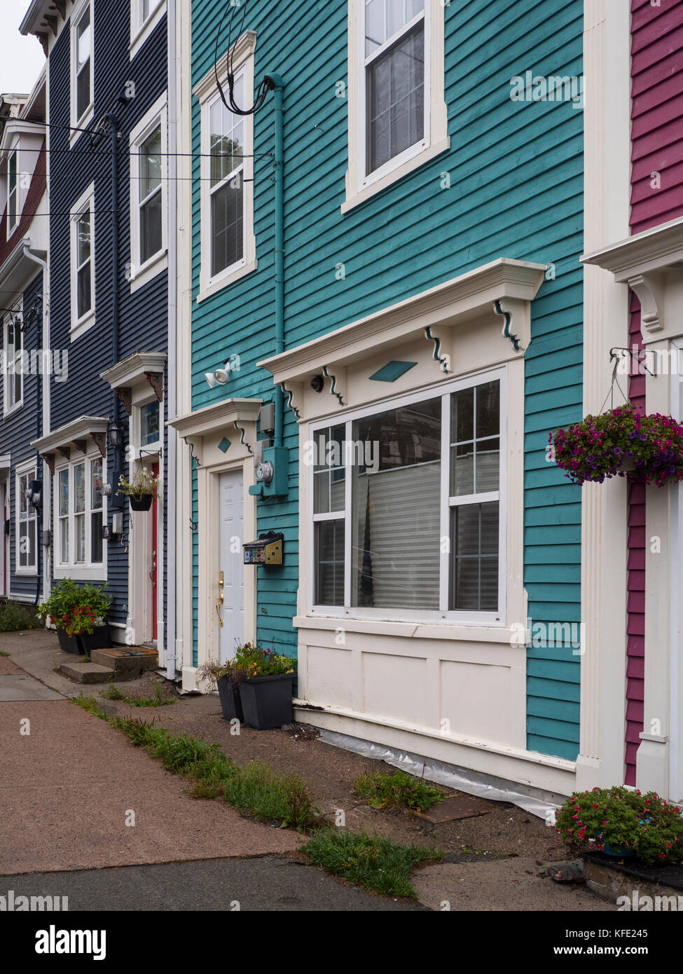 Row houses on Gower Street, St. John's, Newfoundland, Canada. Stock Photo