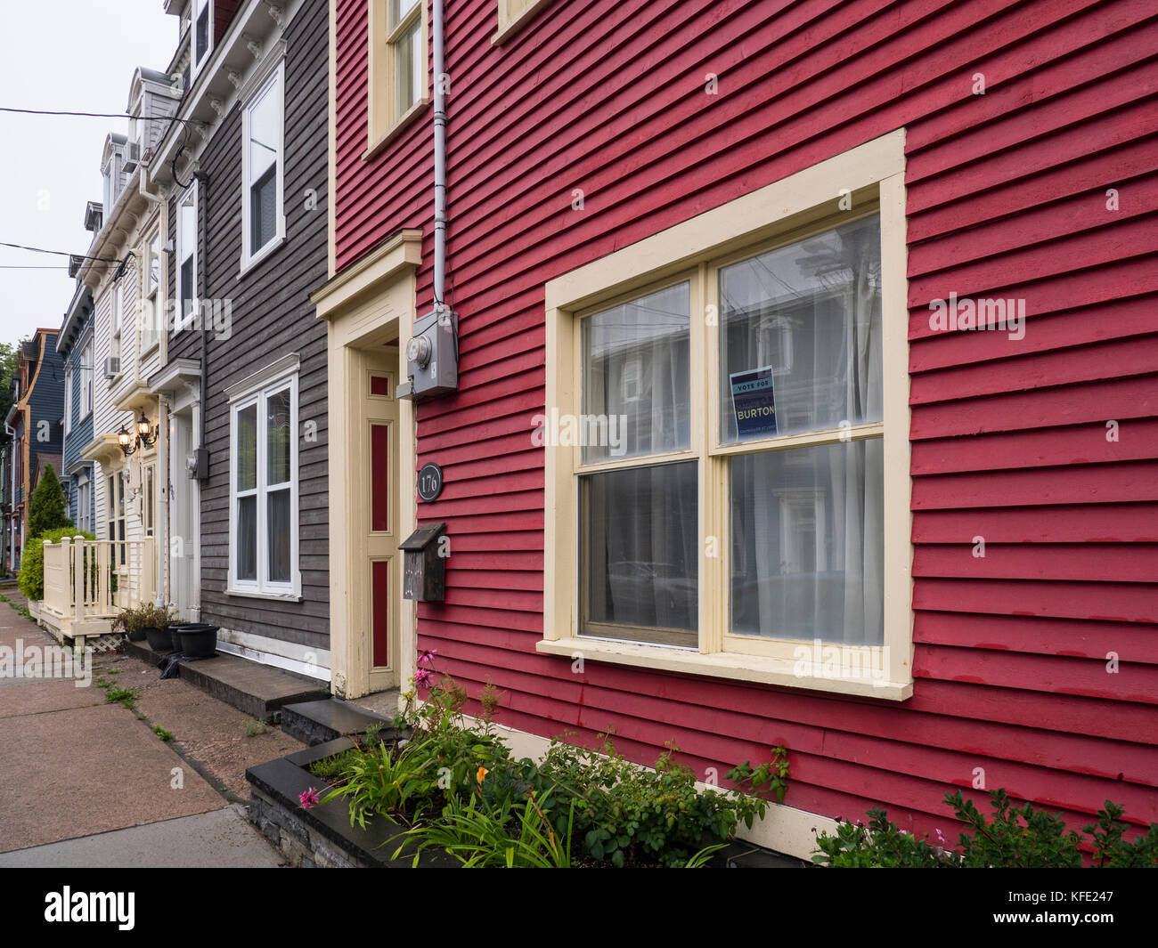 Row houses on Gower Street, St. John's, Newfoundland, Canada. Stock Photo