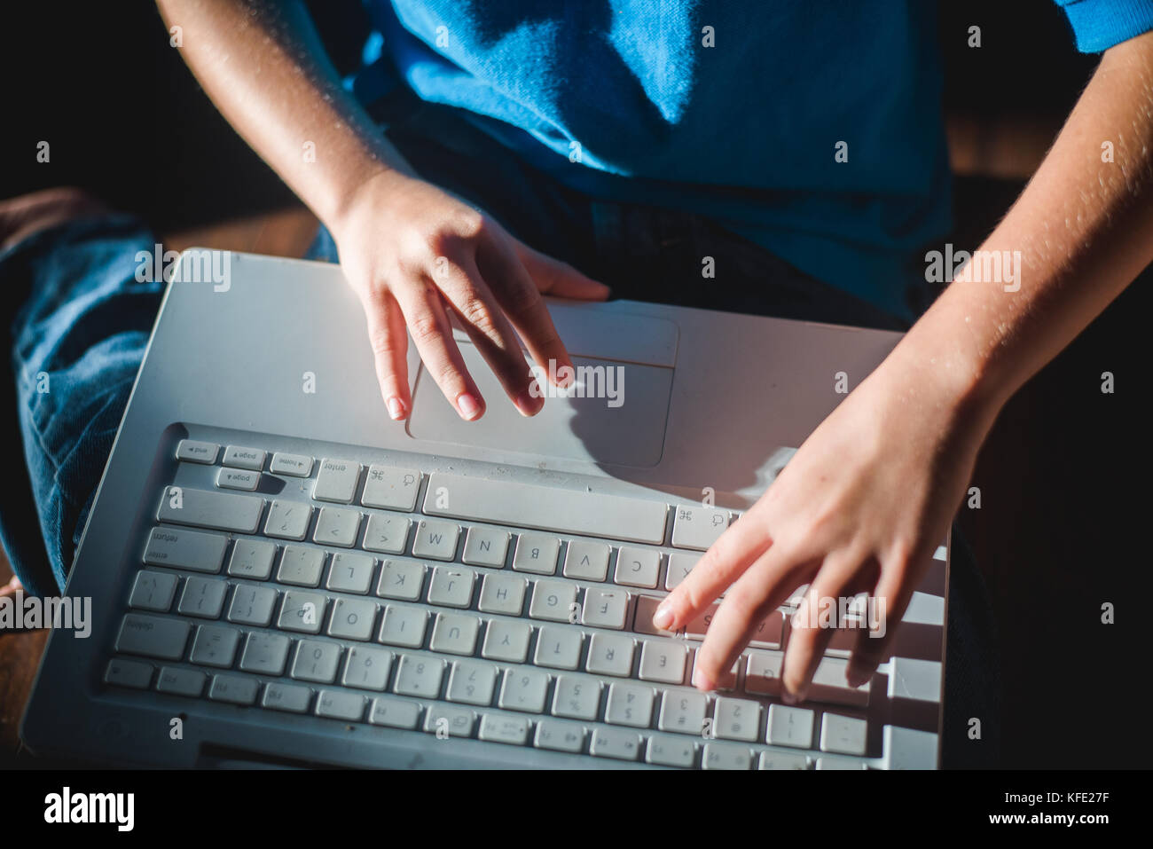 A child using a laptop. Stock Photo