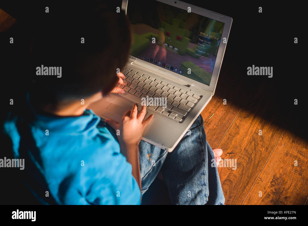 A child using a laptop. Stock Photo