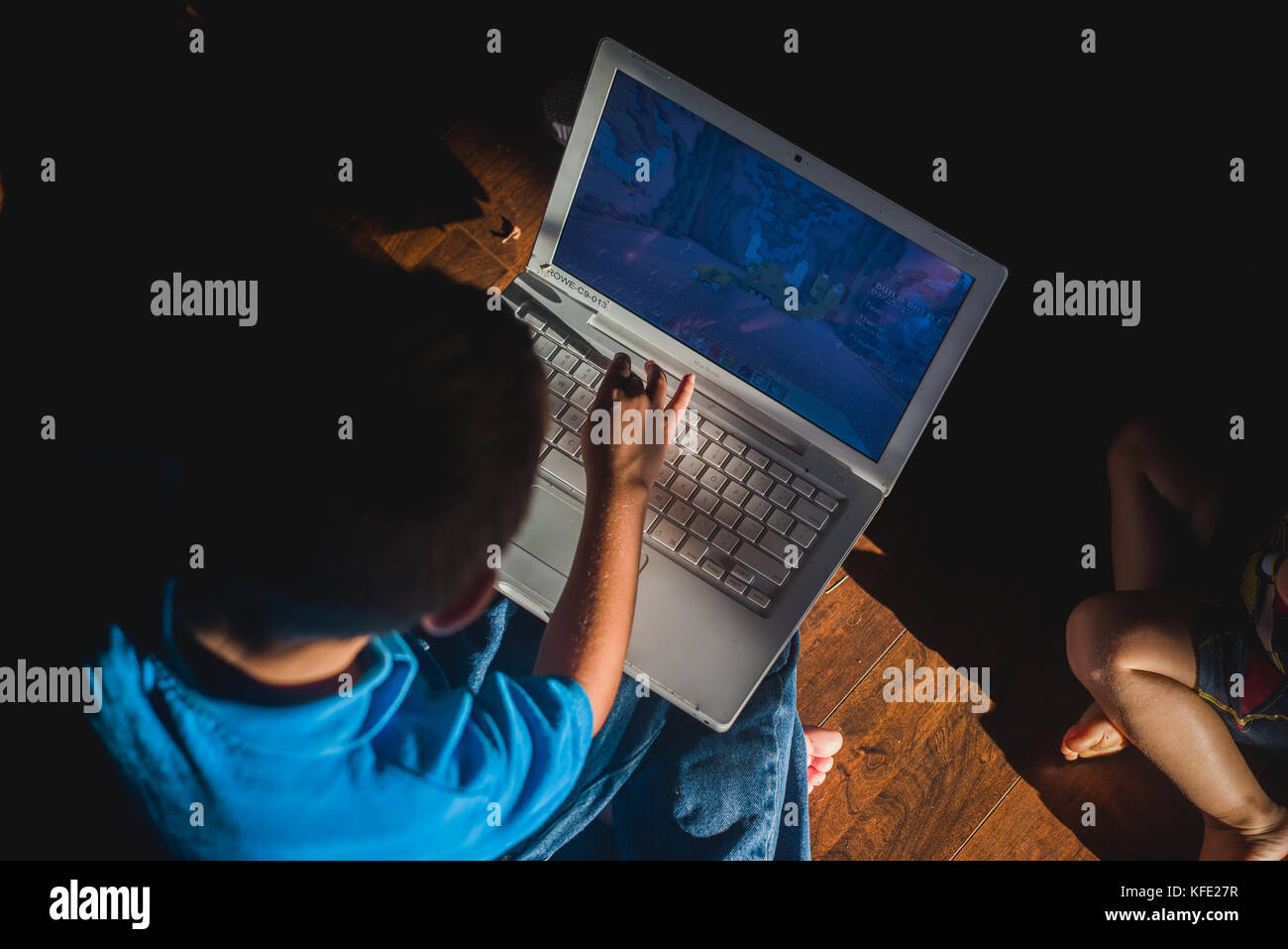 A child using a laptop. Stock Photo