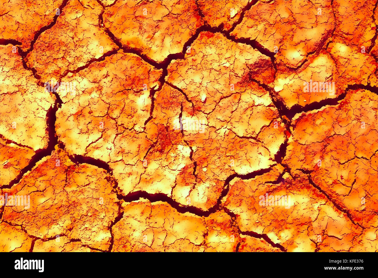 texture of the crackled clay in the desert and graphic effect Stock
