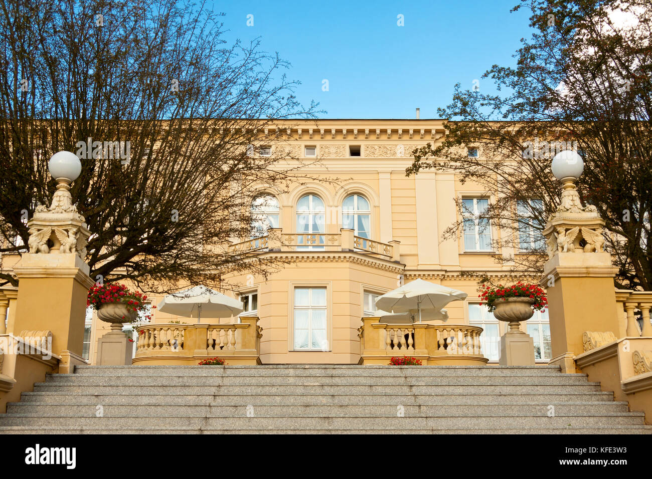 Front of palace in Ostromecko - the Kujawy-Pomerania province north part of Poland. Stock Photo