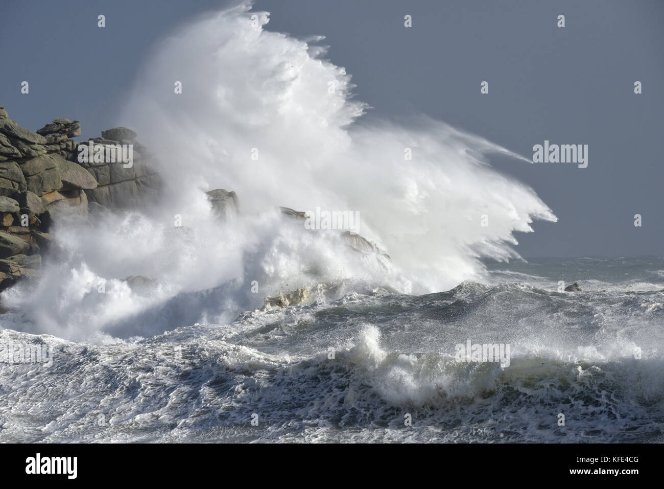 Stormy Sea - Hurricane Ophelia, Isles of Scilly Stock Photo