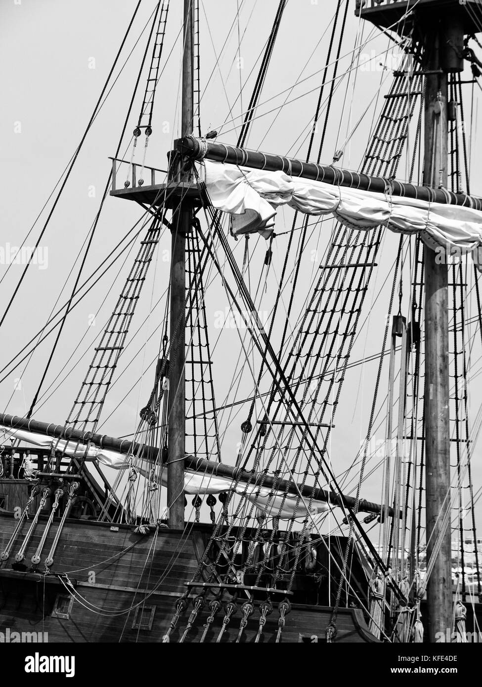 Galleon berthed Black and White Stock Photos & Images - Alamy