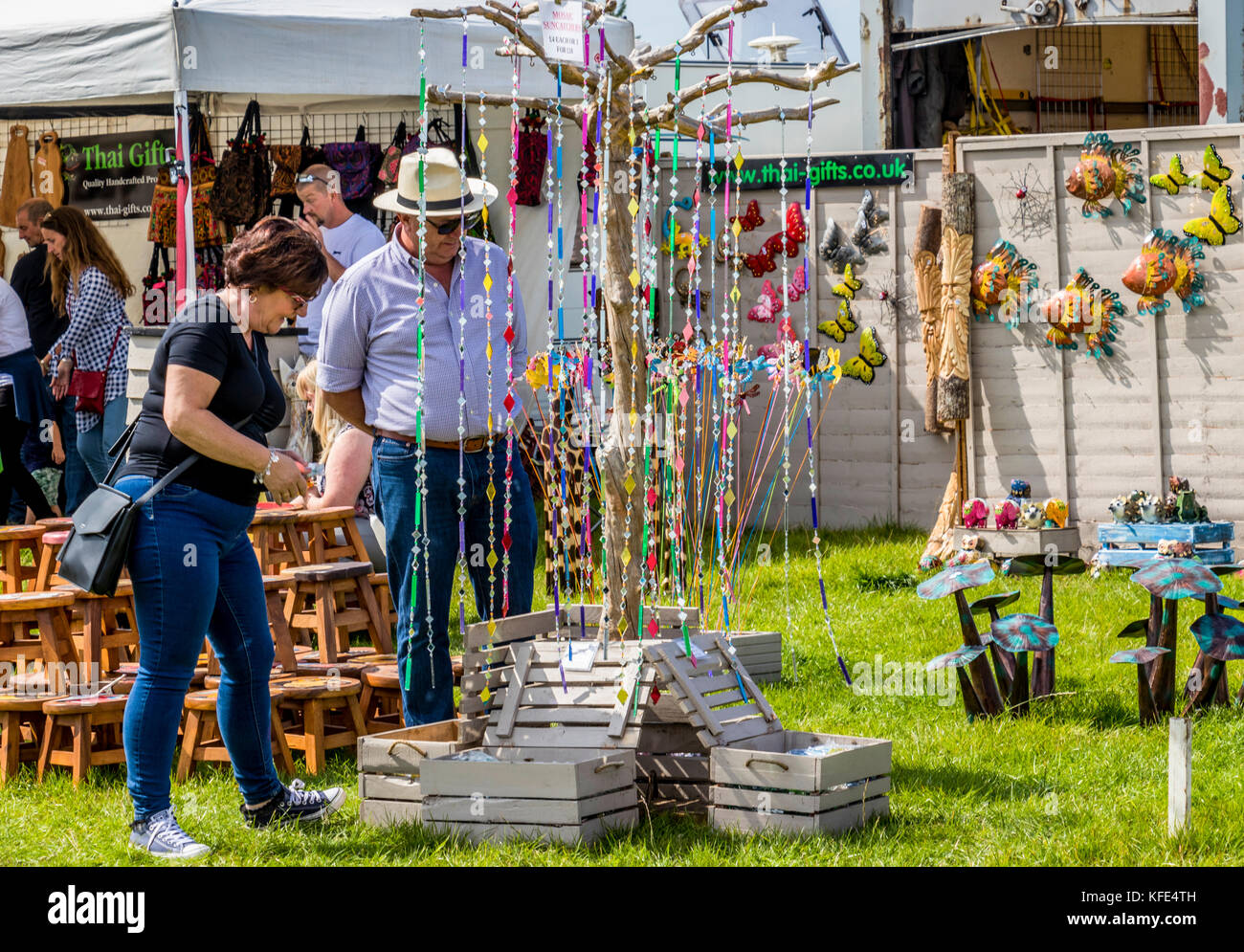 Visitors enjoying a day out at Cheshire Game and Country Show at Cheshire County Showground Knutsford Cheshire UK Stock Photo