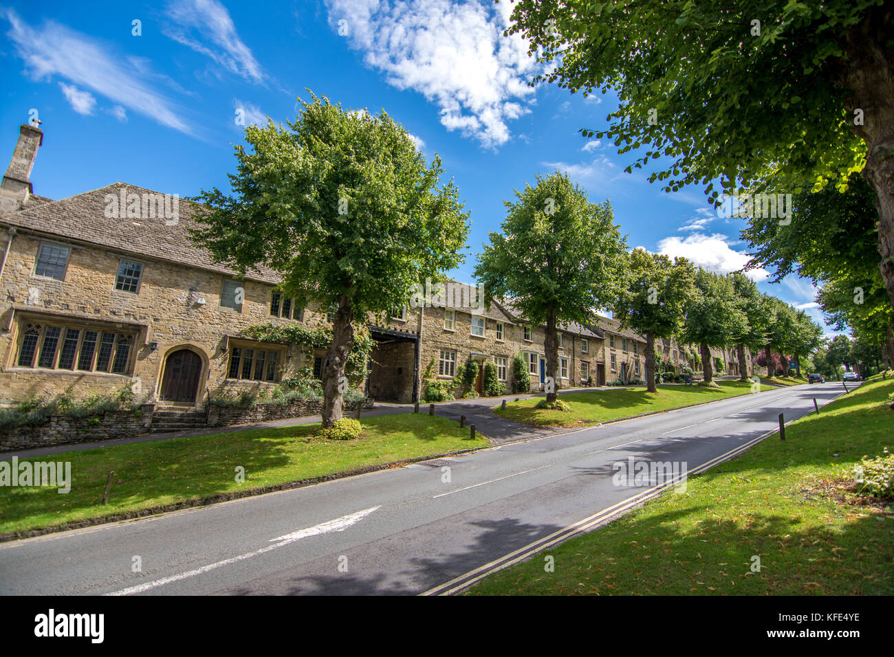 Burford, UK - July 30, 2017: The main street in Burford village on a sunny day Stock Photo