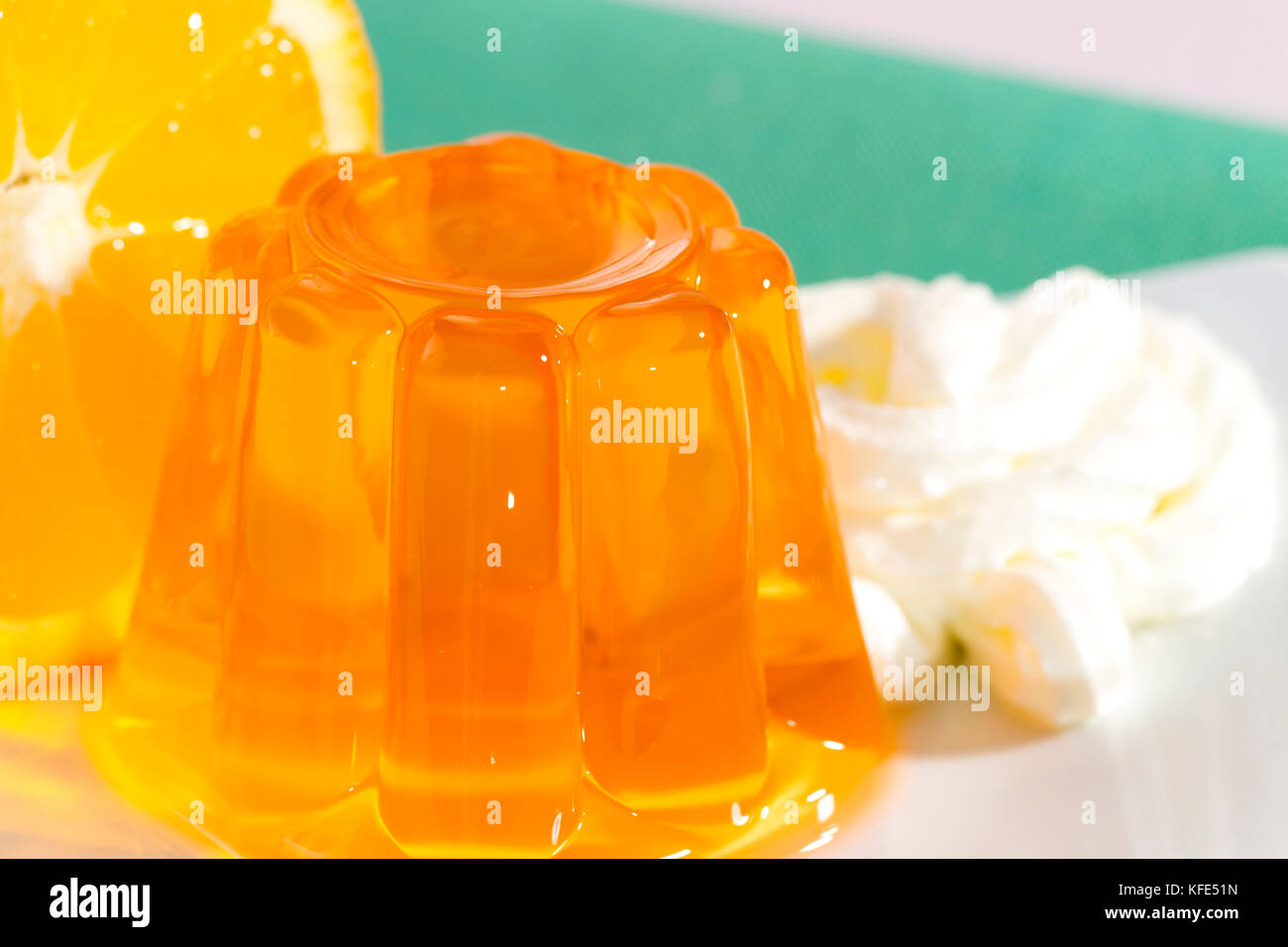 Orange gelatine dessert Stock Photo Alamy