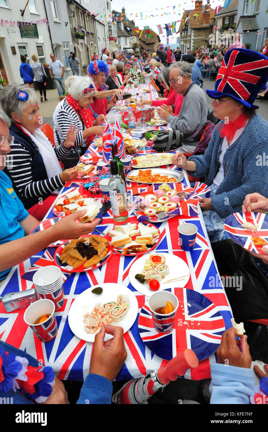 Jubilee street party, Beer, Devon Stock Photo Alamy