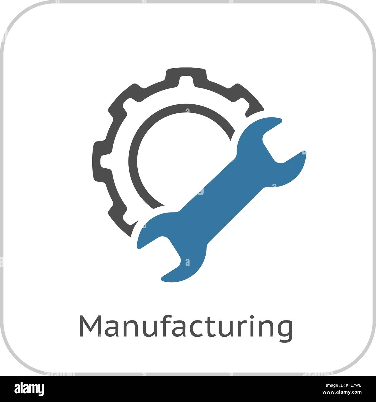 Manufacturing Icon. Gear and Wrench. Service Symbol. Stock Vector
