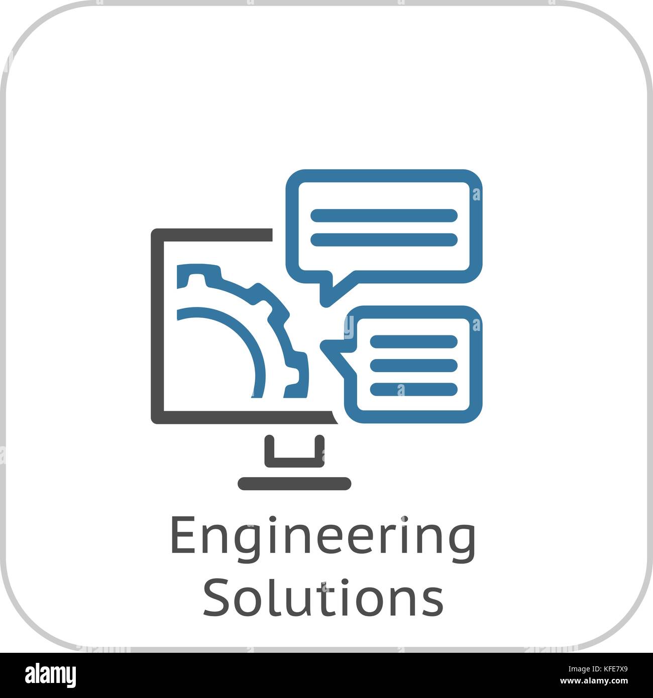 Engineering Solutions Icon. Gear and Computer. Development Symbol Stock