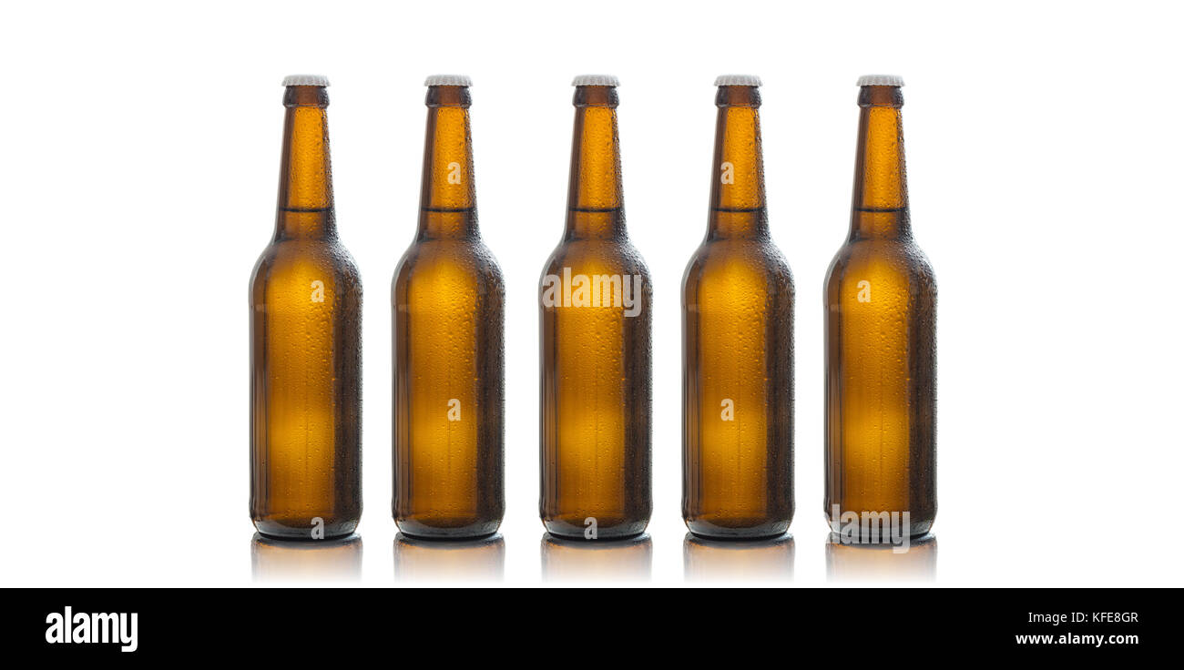 Set of unopened beer bottles isolated on white background Stock Photo Alamy