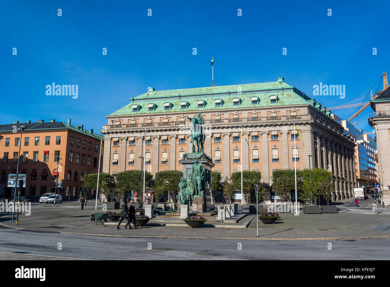 Gustav Adolfs Torg, public square with the Equestrian statue of King Gustav II Adolf, Norrmalm, Stockholm, Sweden Stock Photo