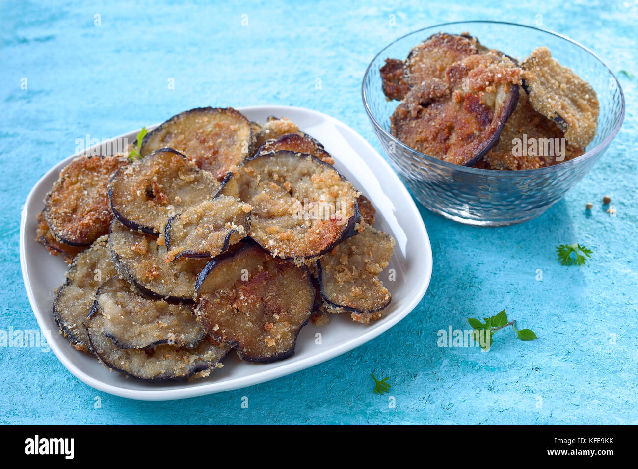Fried eggplant chips Stock Photo Alamy