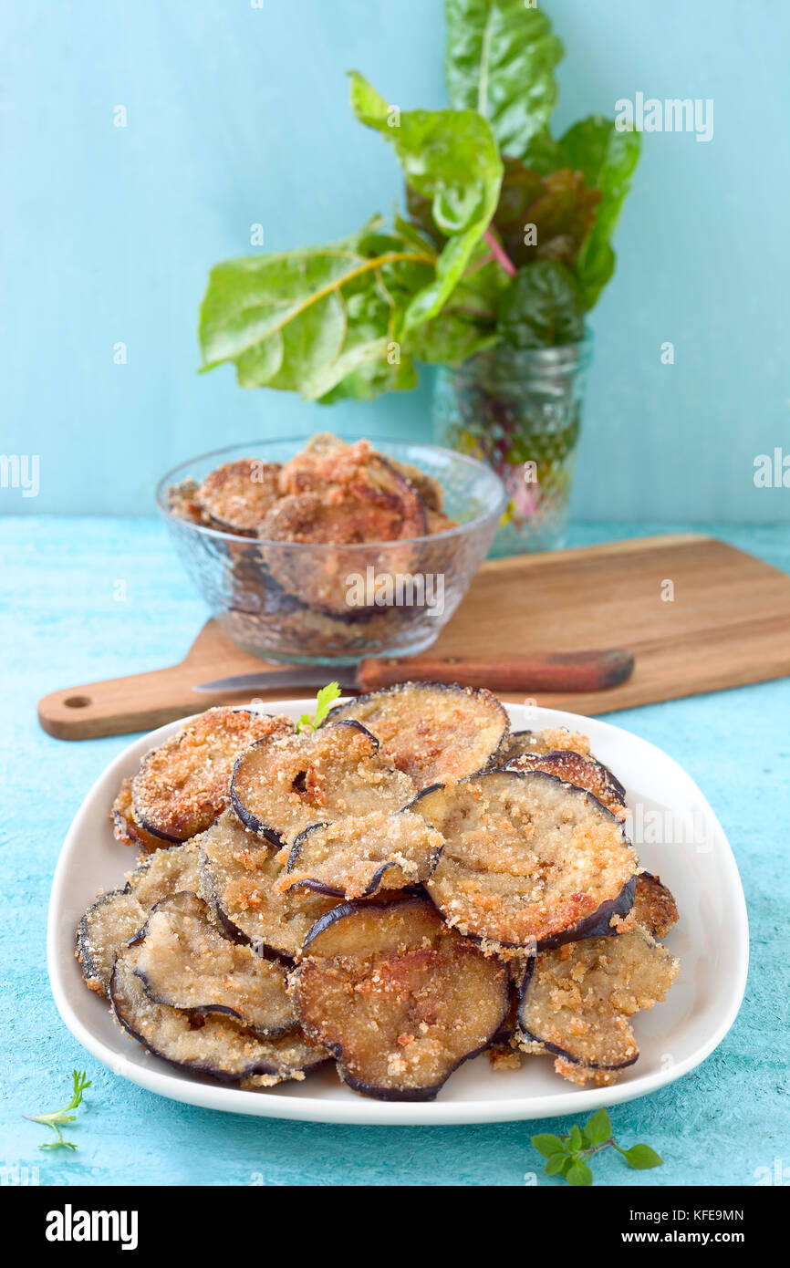 Fried eggplant chips Stock Photo Alamy