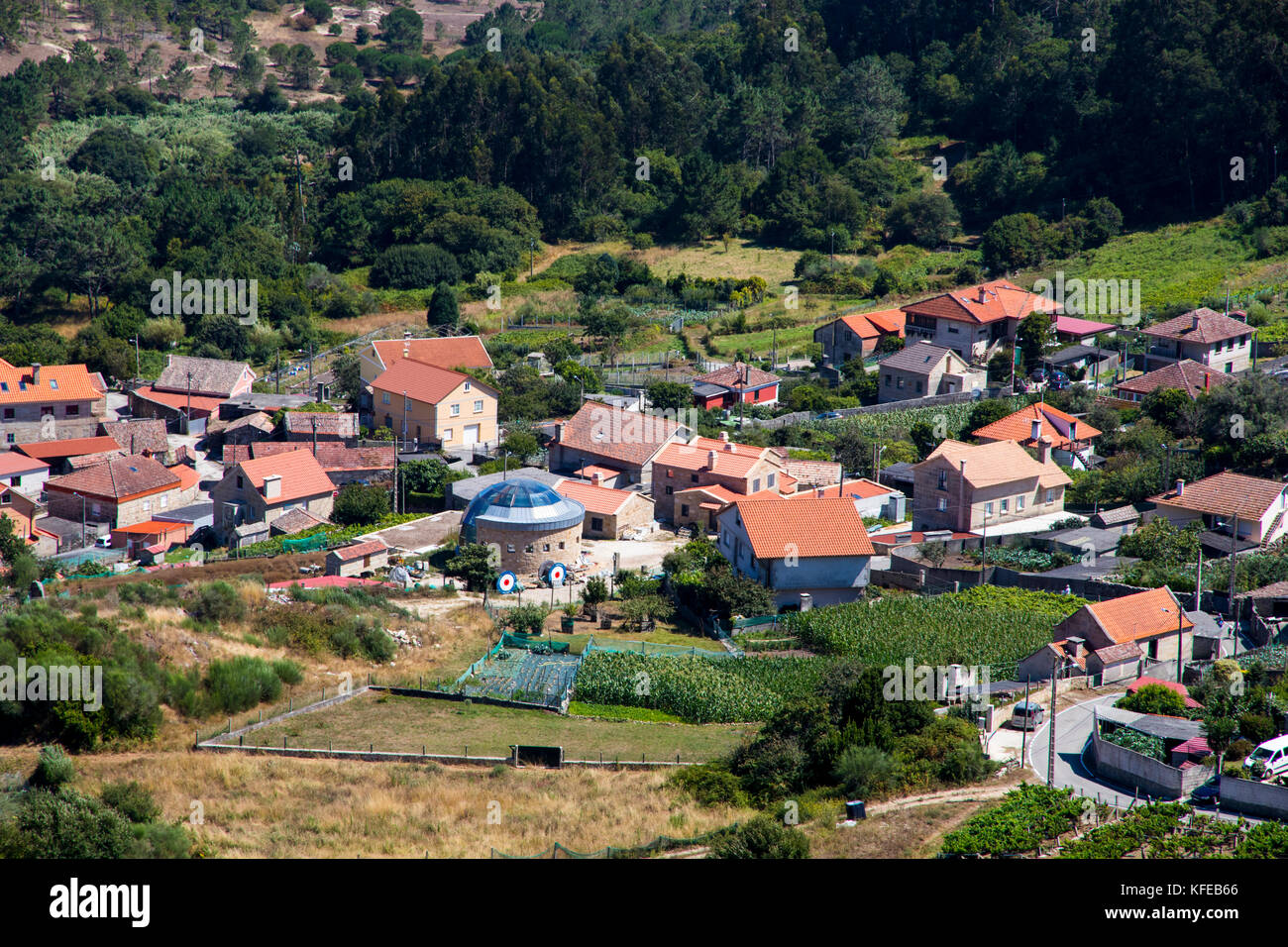 Views of the village of Donon from Monte do Facho in Cangas, Galicia, Spain Stock Photo