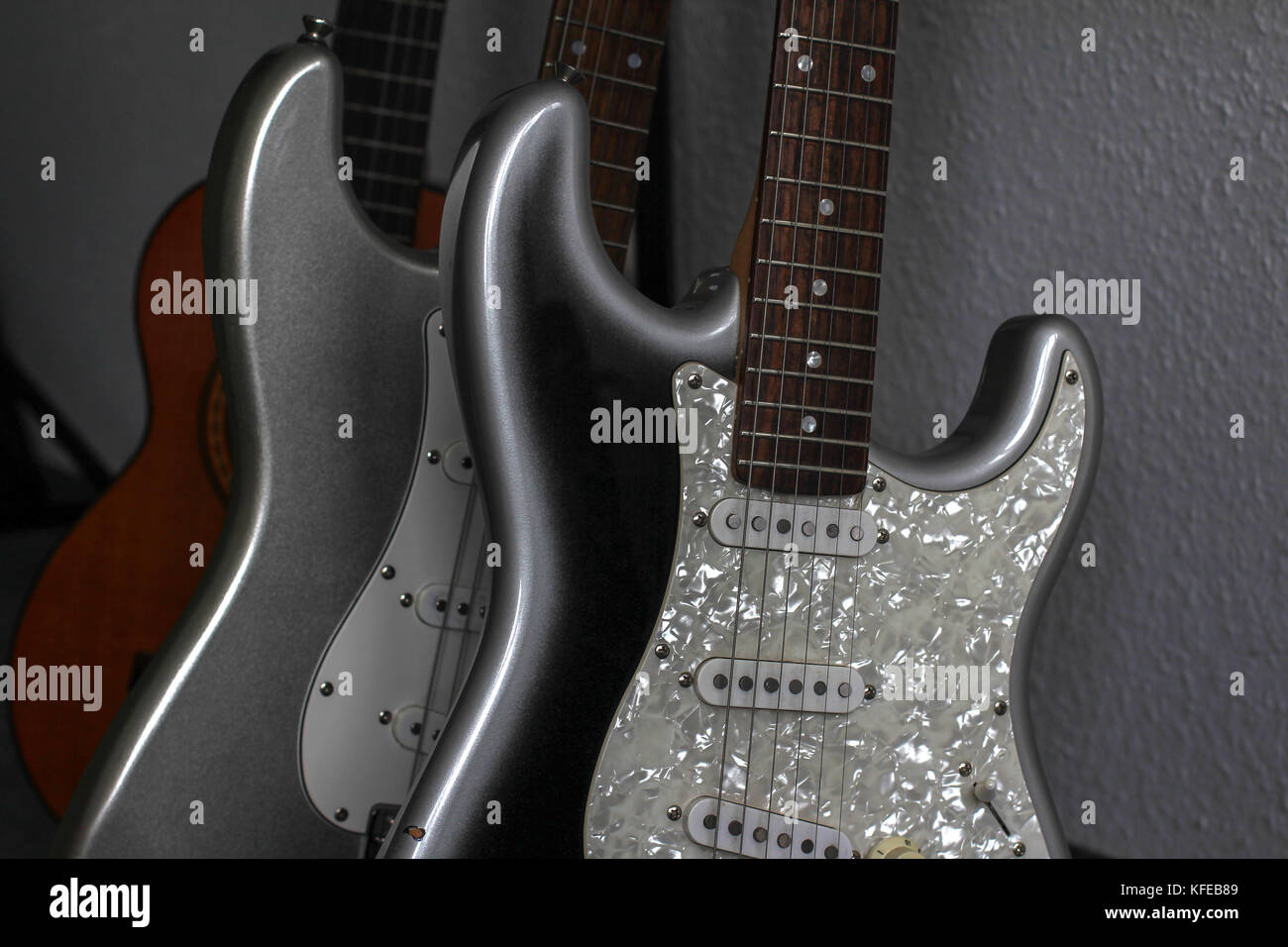 Stringed Musical Instruments / Guitars / Various Guitars Stock Photo