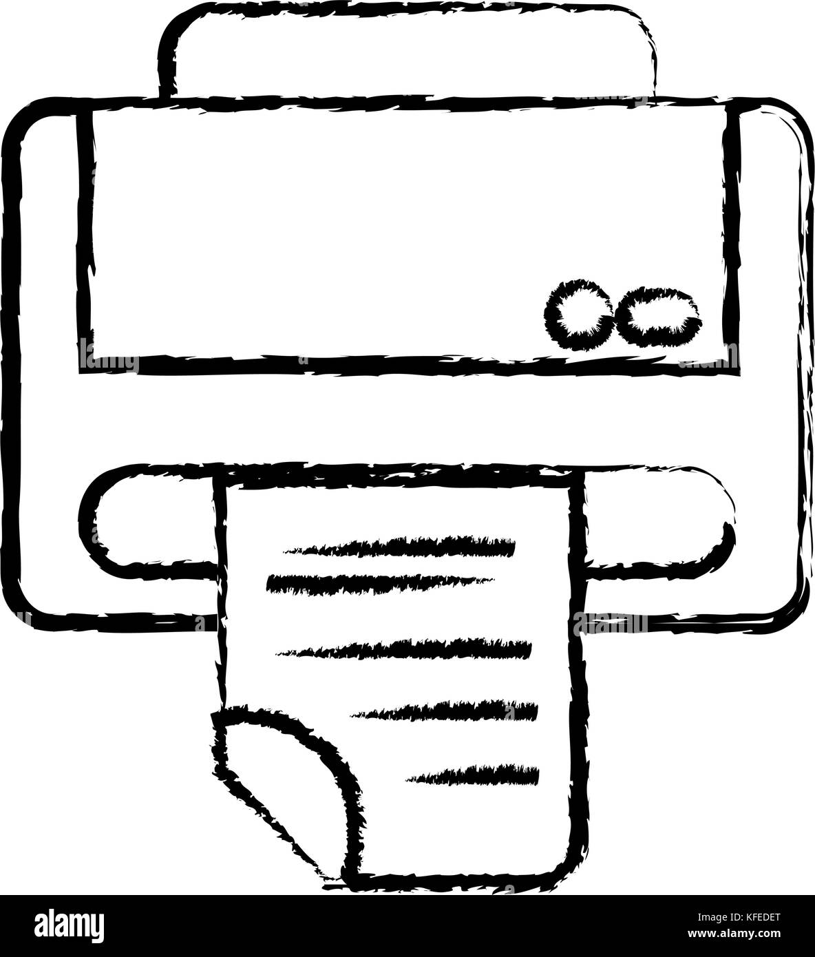 figure printer machine technology with business document Stock Vector ...
