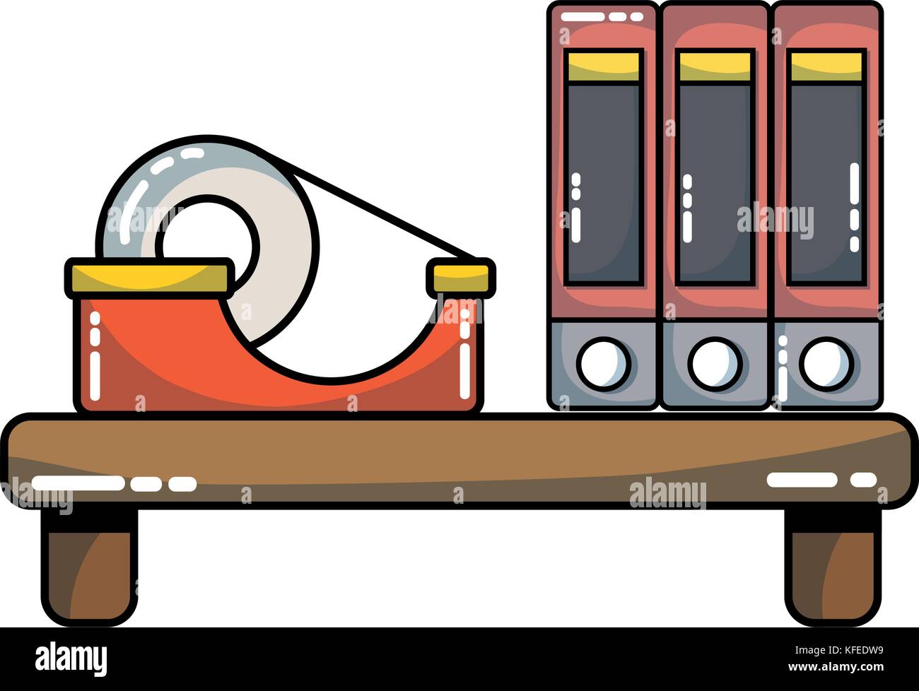 wood shelf with books and adhesive tape Stock Vector