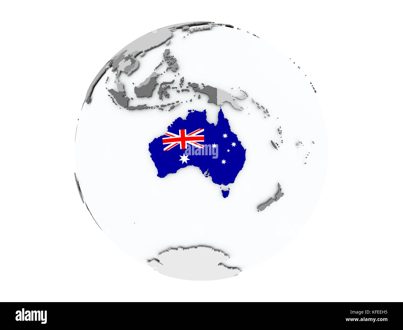 Australia on political globe with embedded flags. 3D illustration ...