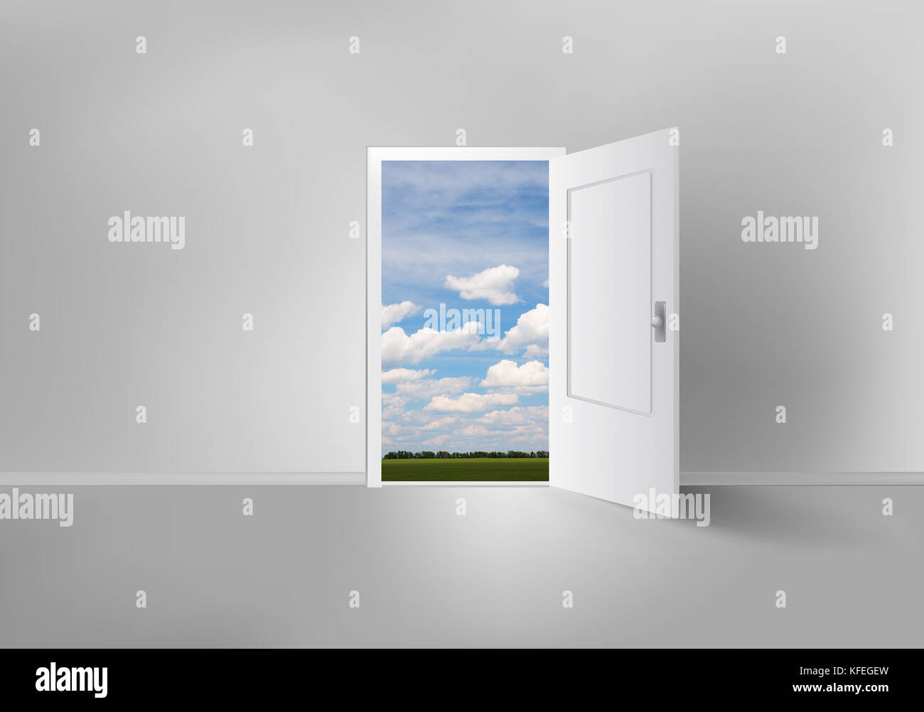 New empty roon after construction with open door to anywhere Stock Photo