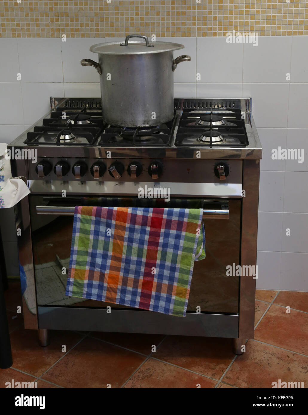 Big Aluminum Pot In The Kitchen During Meal Preparation Stock Photo Alamy   Big Aluminum Pot In The Kitchen During Meal Preparation KFEGP6 