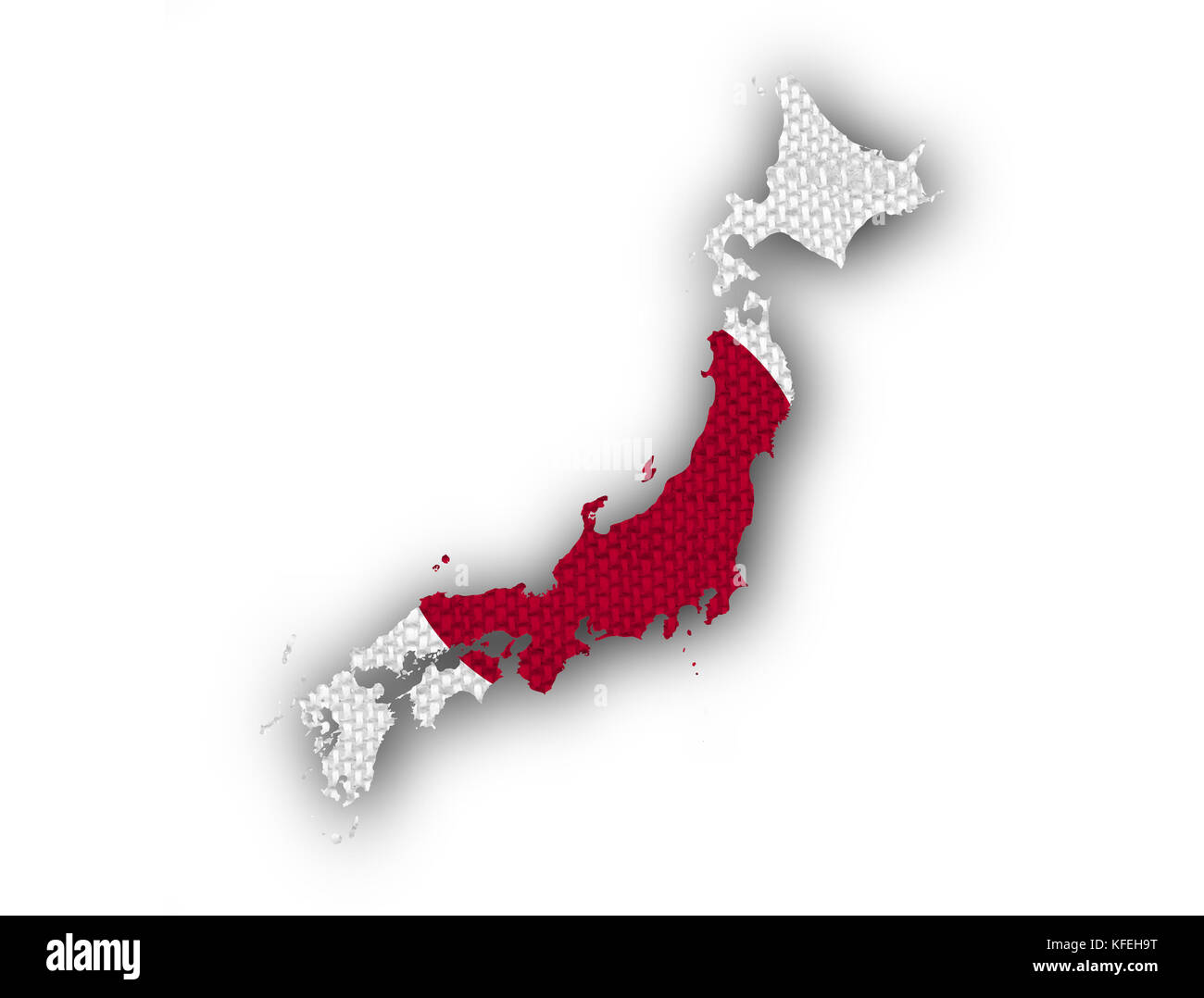 Map and flag of Japan on old linen Stock Photo Alamy