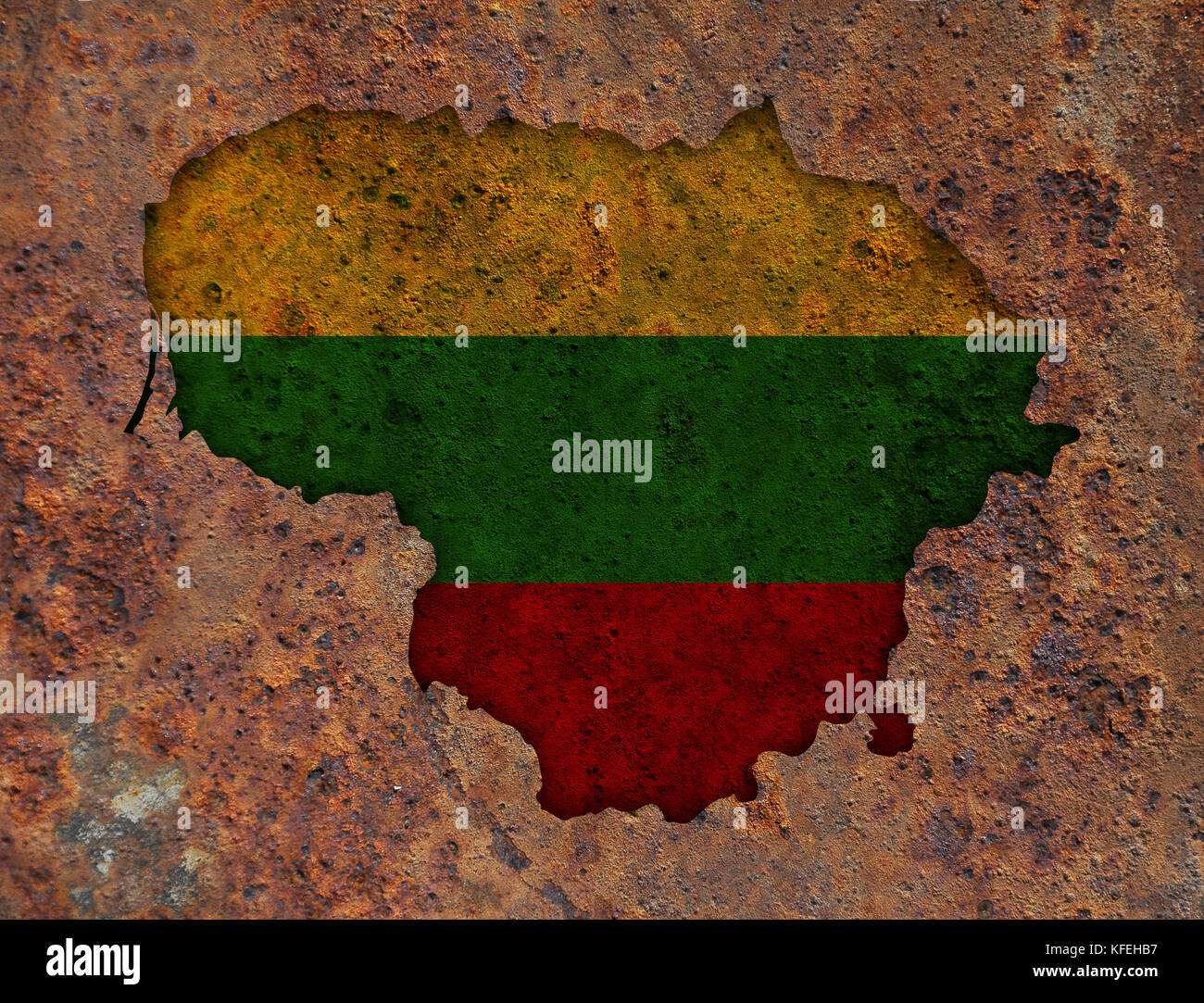 Map and flag of Lithuania on rusty metal Stock Photo - Alamy