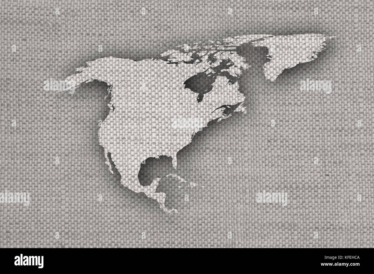 Map of North America on old linen Stock Photo - Alamy