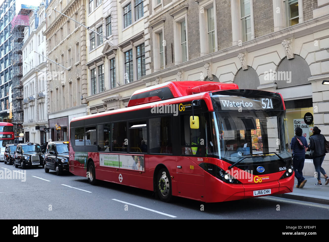 Electric Bus in The City of London Stock Photo