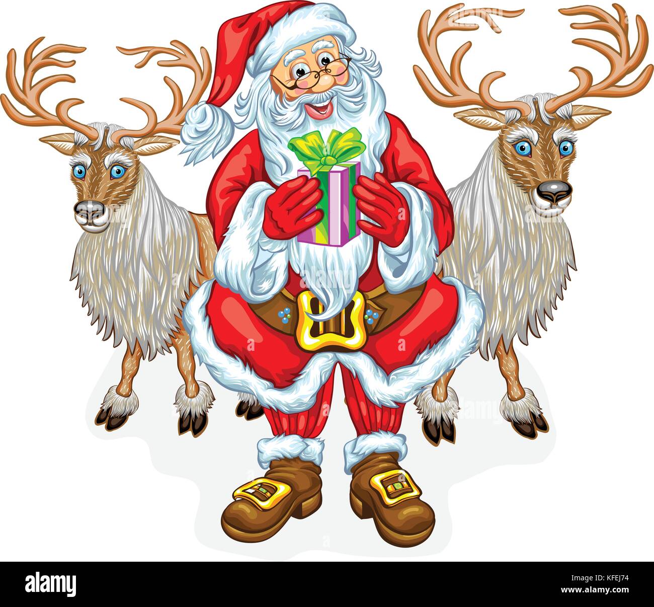 Santa Claus and reindeers Stock Vector Image & Art Alamy