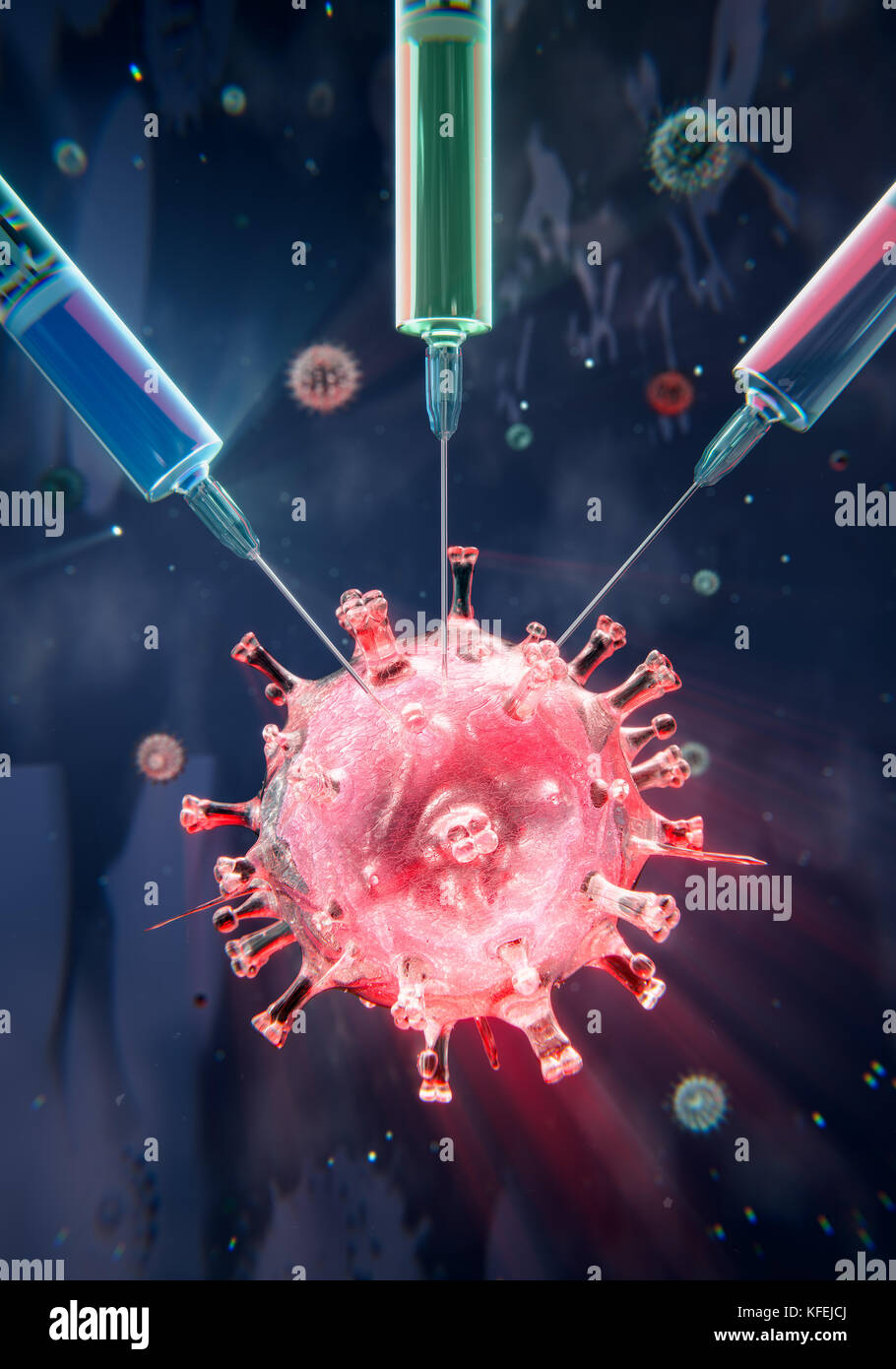 Combined vaccine engineering syringes and virus stock photo alamy