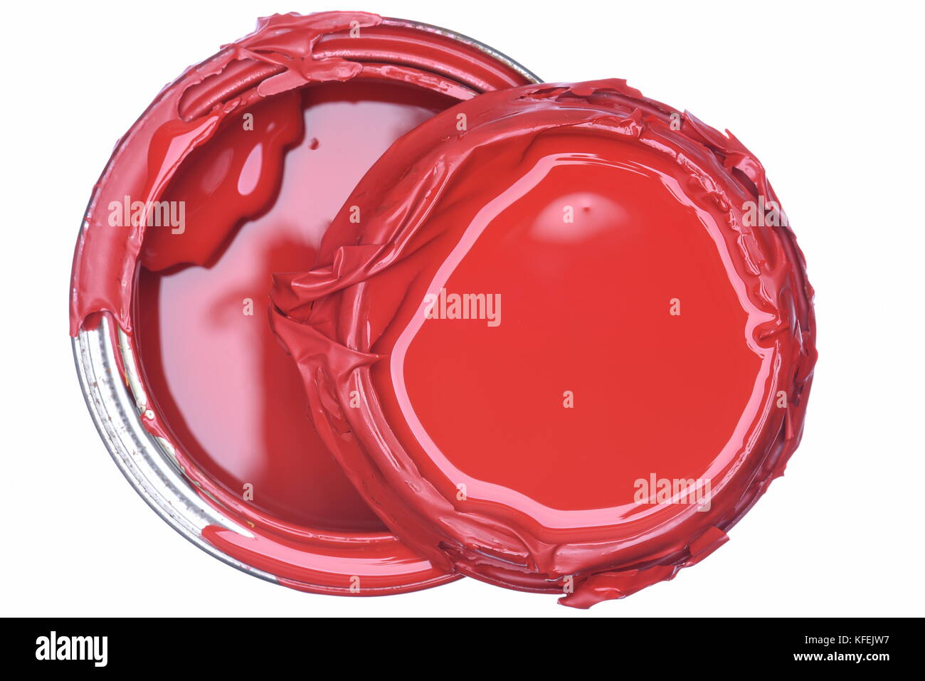 Used paint can directly above isolated on white background Stock Photo