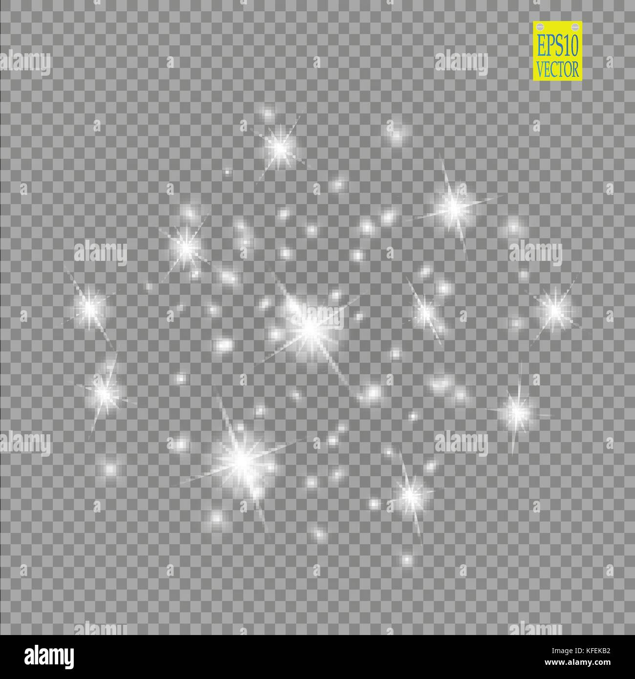 Set of white glowing lights effects isolated on transparent background ...