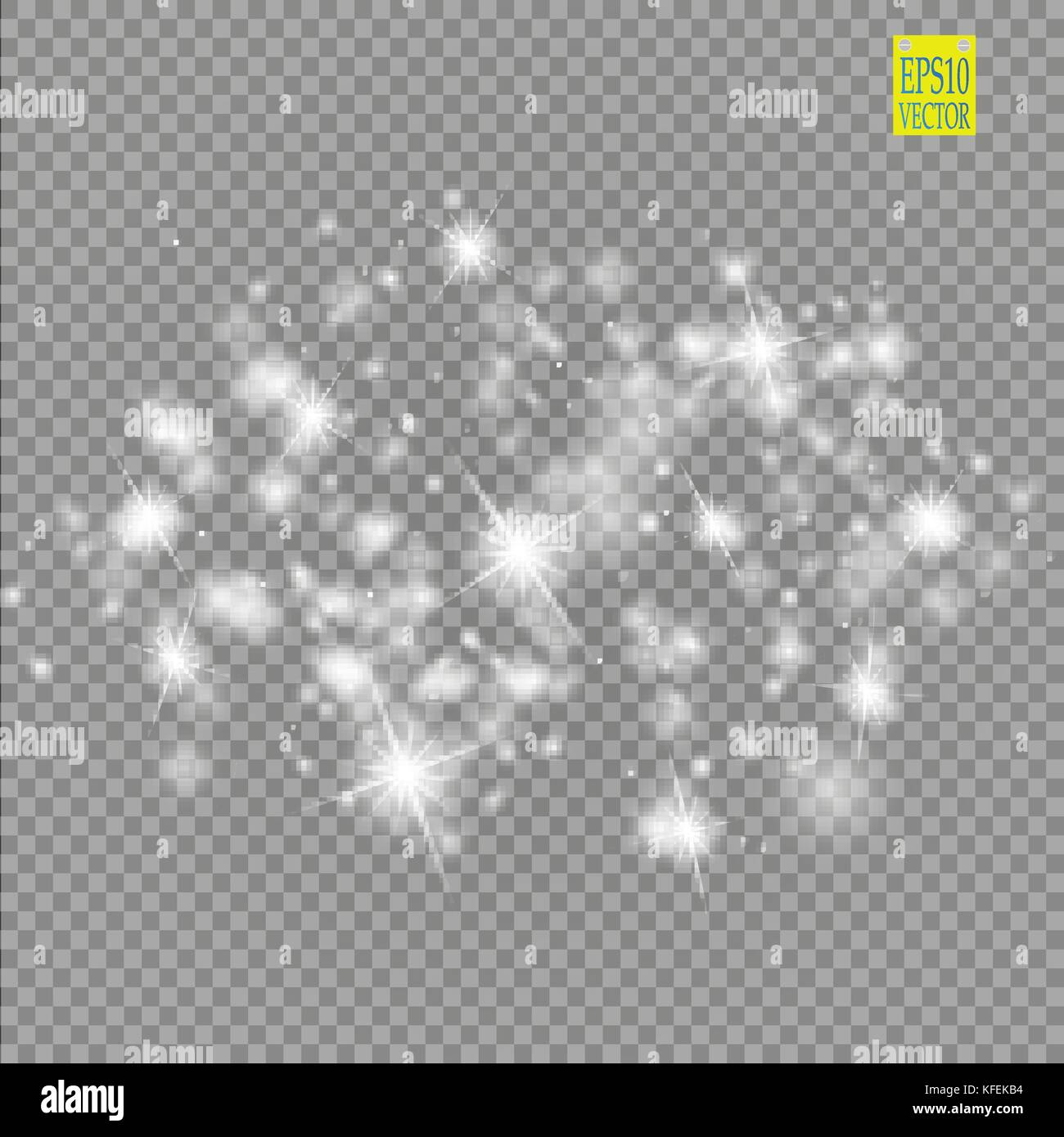 Set of white glowing lights effects isolated on transparent background ...