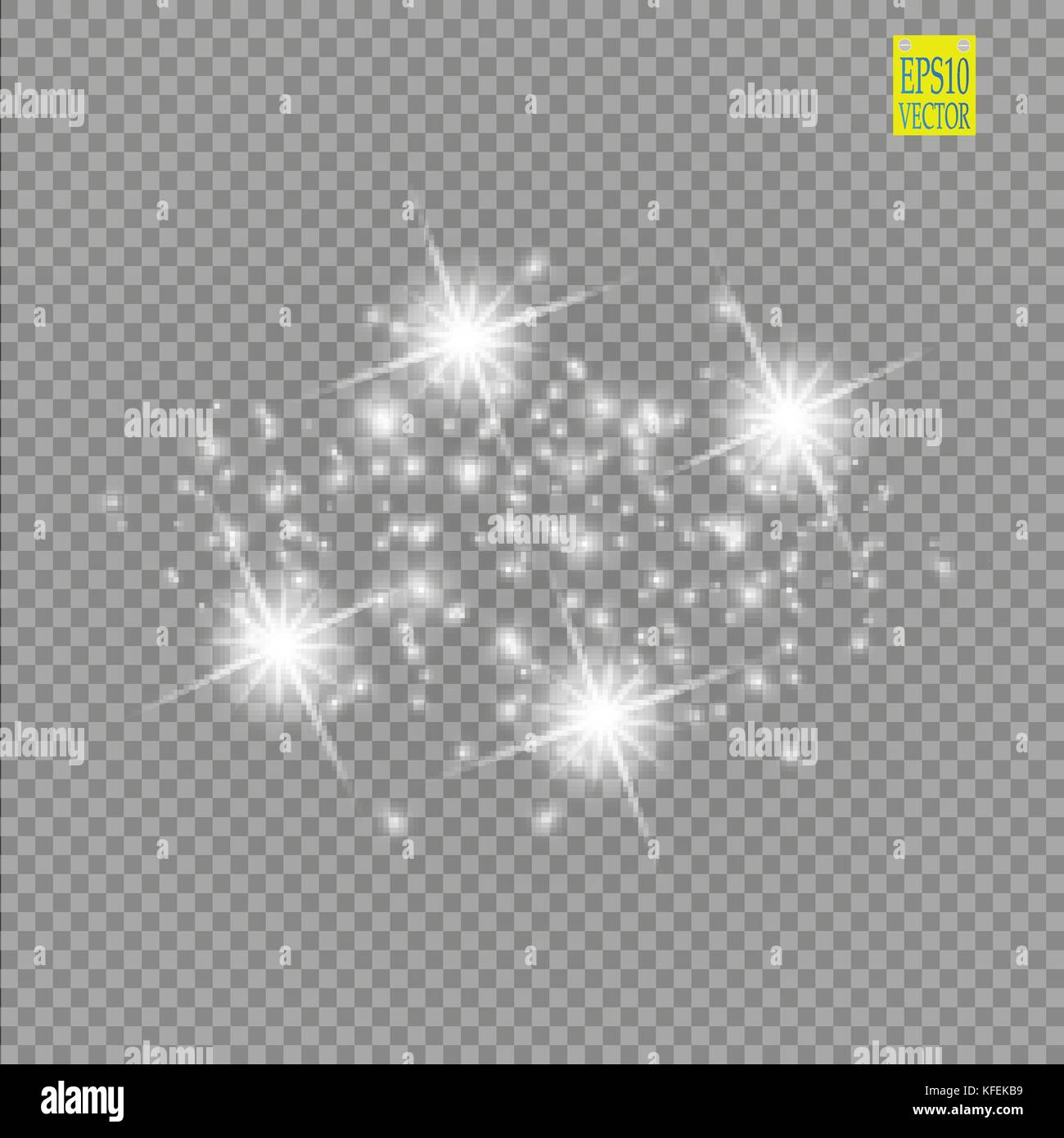 Set of white glowing lights effects isolated on transparent background ...