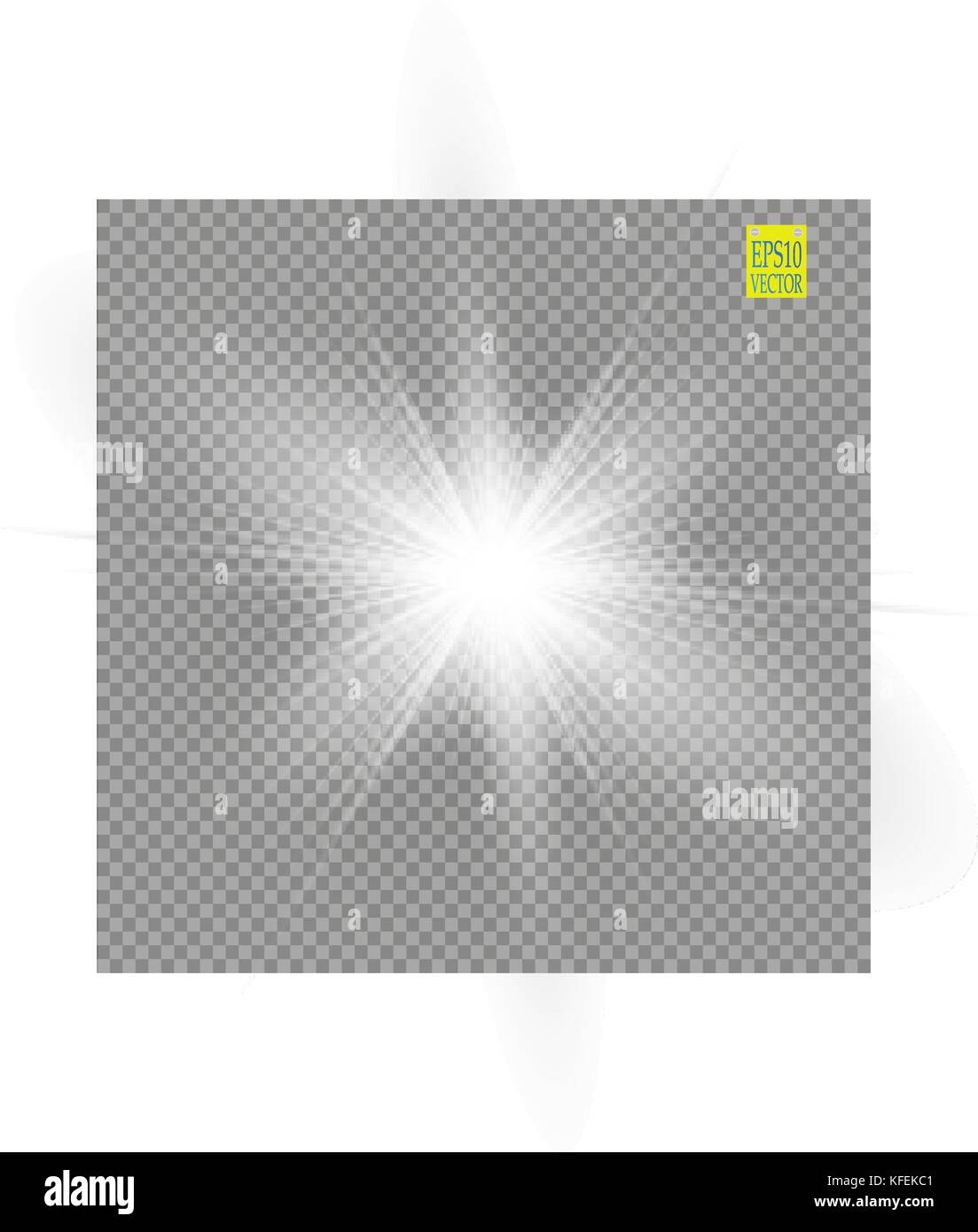 Glow light effect. Starburst with sparkles on transparent background. Vector illustration. Sun Stock Vector