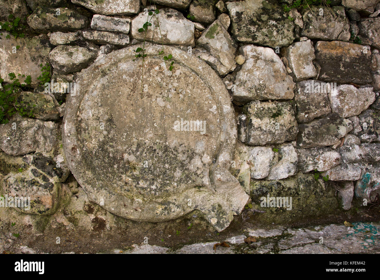 Millstone in Argyroupoli in Crete. Stock Photo