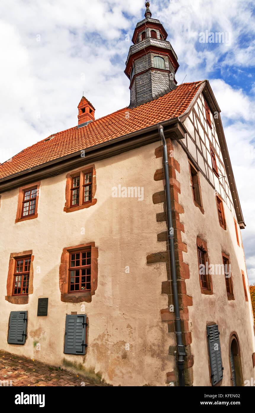 Townhall (Stone construction of the 16th century with late Gothic forms) in medieval small town Schlitz Vogelsbergkreis, Hesse, Germany Stock Photo