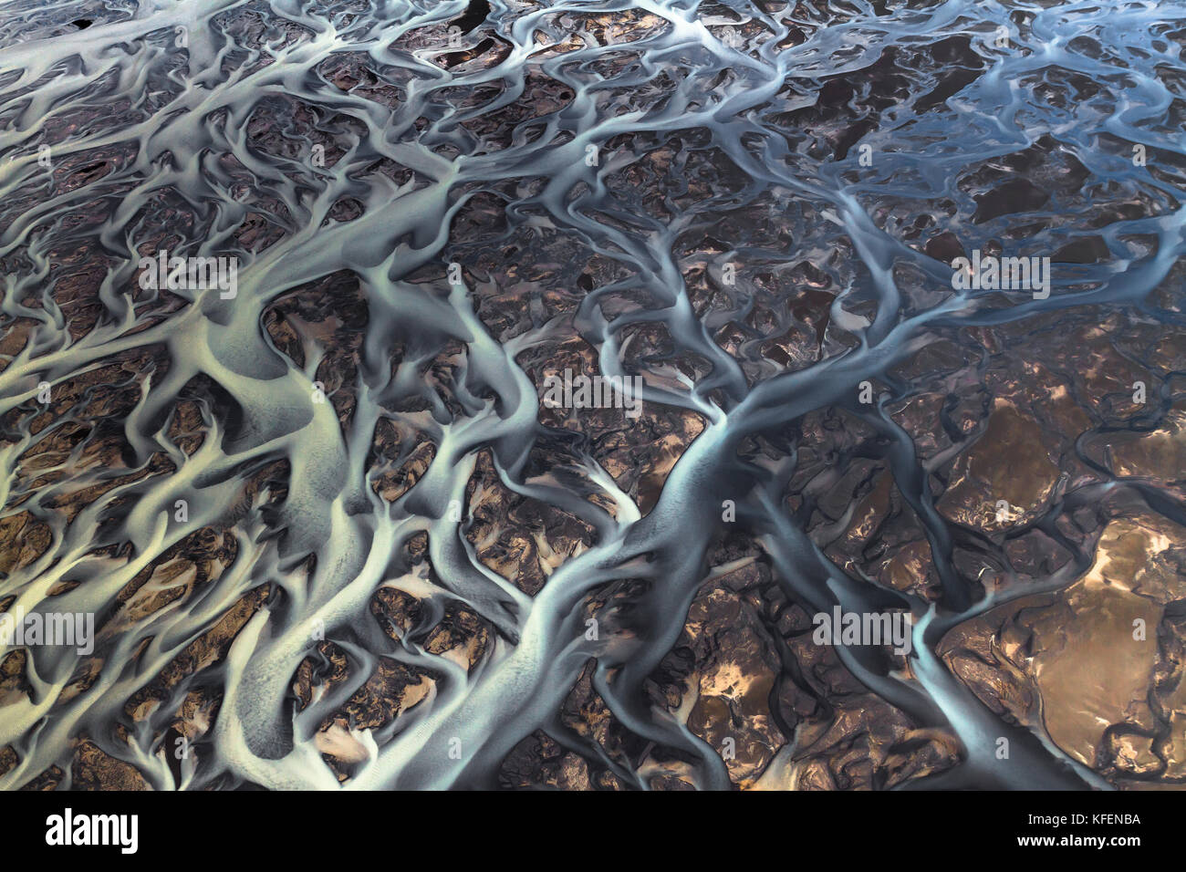 River Shapes in the Black Sand Stock Photo